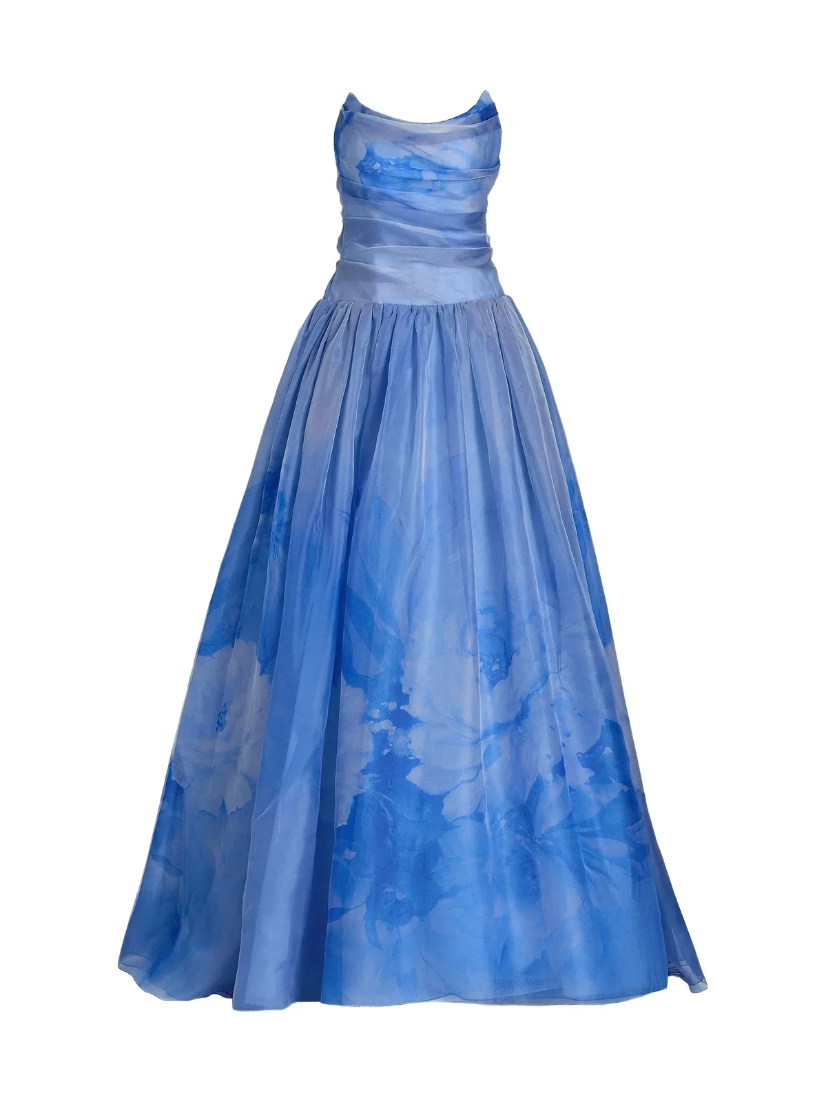 Women's Floral Silk Organza Strapless Gown Women's Floral Silk Organza Strapless Gown