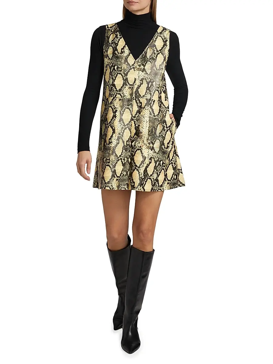 Toccin Women's Malia Snakeskin Faux Leather Shift Dress | Thumbnail 2 Toccin Women's Malia Snakeskin Faux Leather Shift Dress | Thumbnail 2