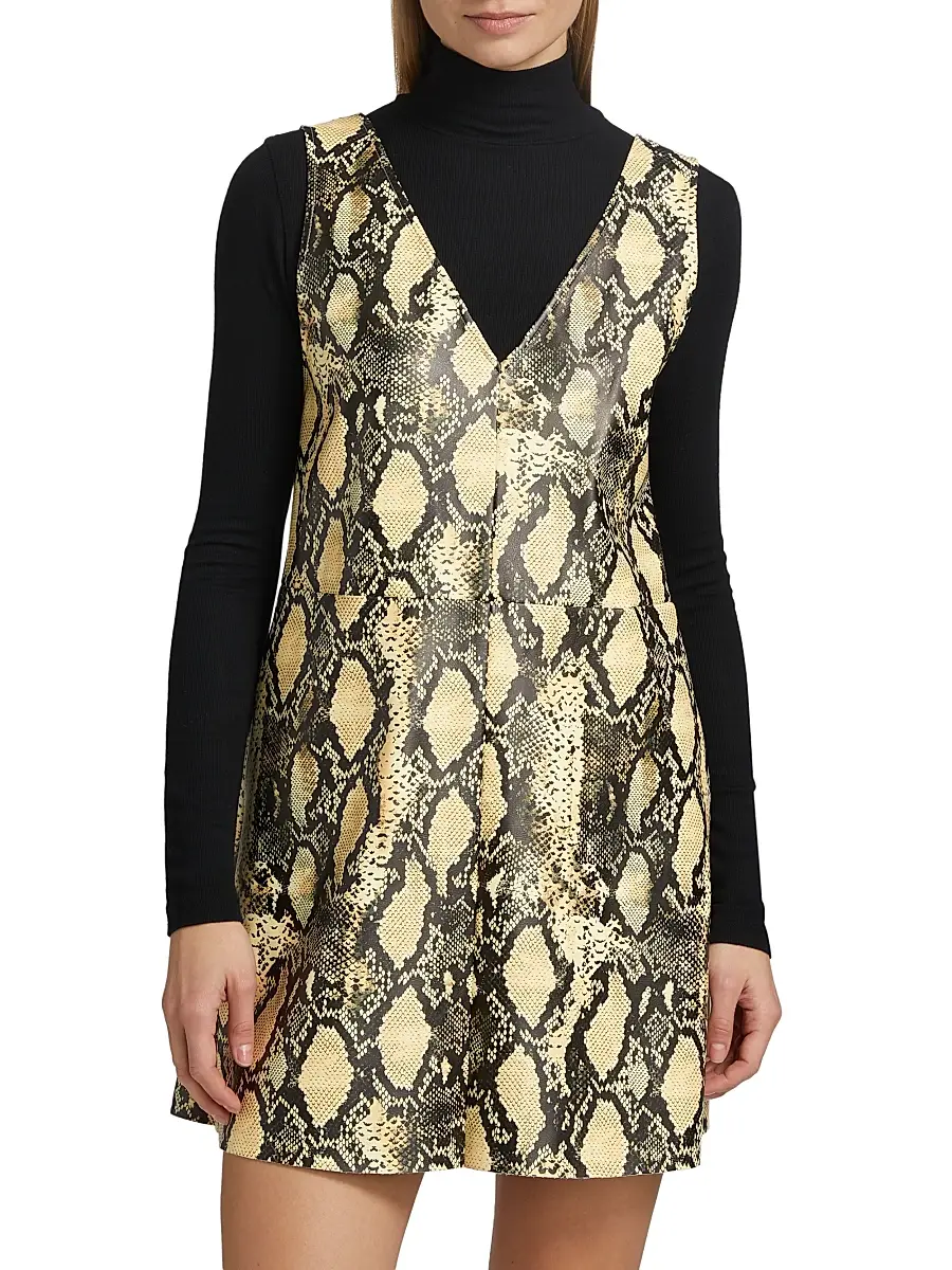 Toccin Women's Malia Snakeskin Faux Leather Shift Dress | Thumbnail 3 Toccin Women's Malia Snakeskin Faux Leather Shift Dress | Thumbnail 3
