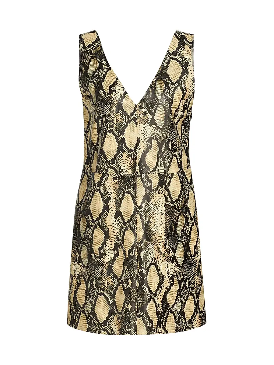 Toccin Women's Malia Snakeskin Faux Leather Shift Dress