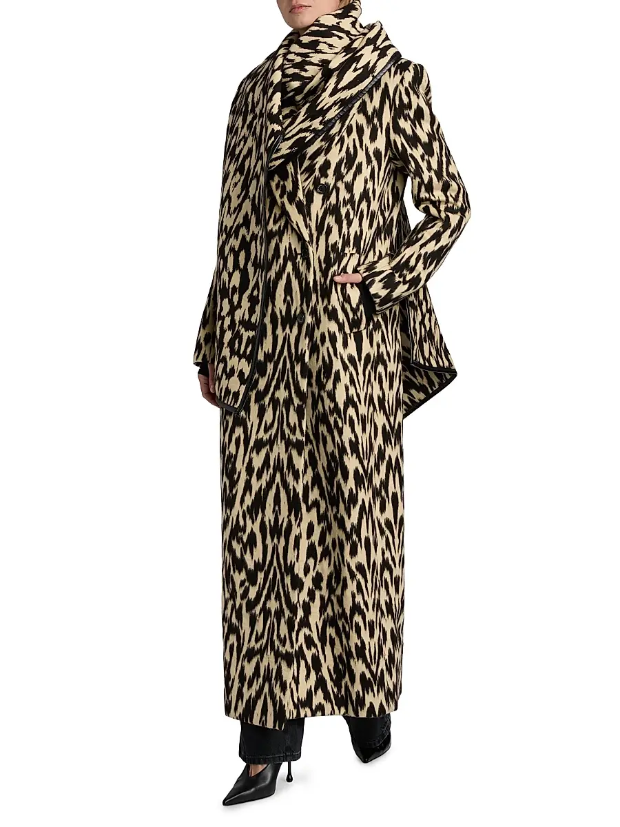 Brandon Maxwell Women's Demi Printed Virgin Wool-Blend Double-Breasted Coat - Abstract Leopard | Thumbnail 2 Brandon Maxwell Women's Demi Printed Virgin Wool-Blend Double-Breasted Coat - Abstract Leopard | Thumbnail 2