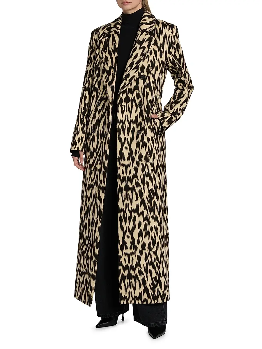 Brandon Maxwell Women's Demi Printed Virgin Wool-Blend Double-Breasted Coat - Abstract Leopard | Thumbnail 6 Brandon Maxwell Women's Demi Printed Virgin Wool-Blend Double-Breasted Coat - Abstract Leopard | Thumbnail 6