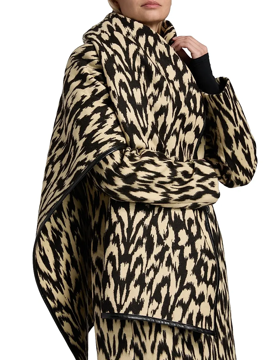 Brandon Maxwell Women's Demi Printed Virgin Wool-Blend Double-Breasted Coat - Abstract Leopard | Thumbnail 7 Brandon Maxwell Women's Demi Printed Virgin Wool-Blend Double-Breasted Coat - Abstract Leopard | Thumbnail 7
