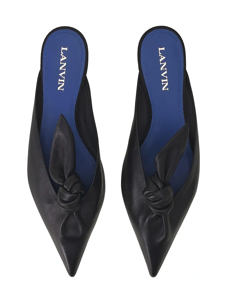 Lanvin Women's Midnight Step Leather Bow Flat Mules - Black | Thumbnail 3 Lanvin Women's Midnight Step Leather Bow Flat Mules - Black | Thumbnail 3
