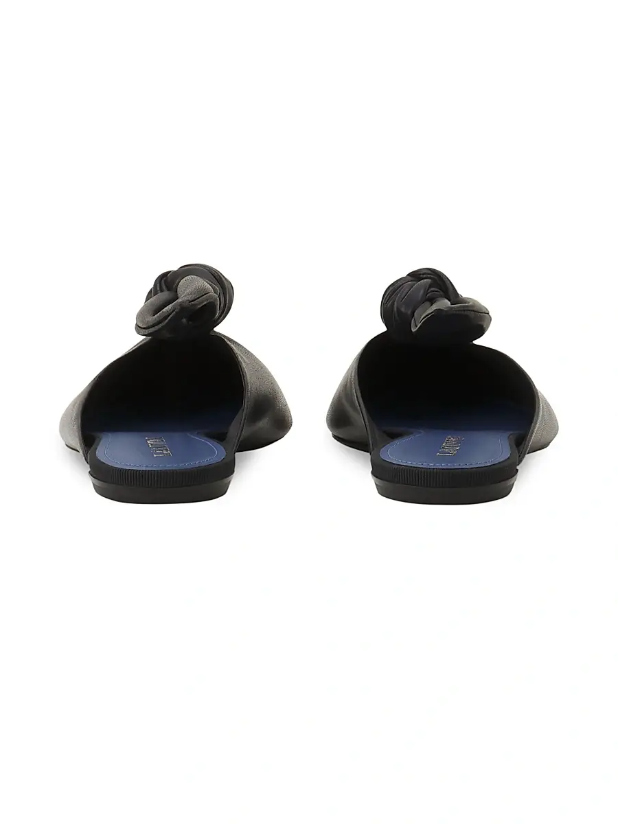 Lanvin Women's Midnight Step Leather Bow Flat Mules - Black | Thumbnail 4 Lanvin Women's Midnight Step Leather Bow Flat Mules - Black | Thumbnail 4