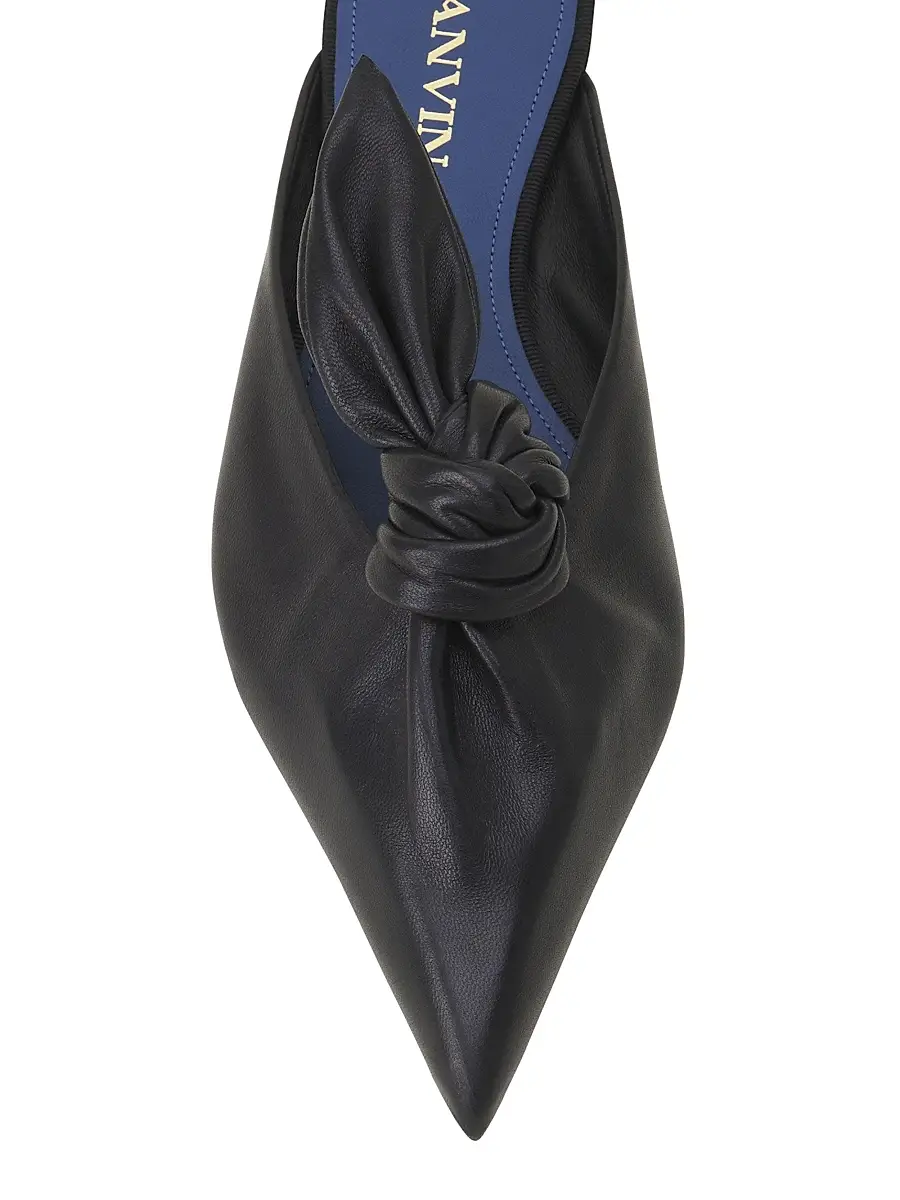 Lanvin Women's Midnight Step Leather Bow Flat Mules - Black | Thumbnail 5 Lanvin Women's Midnight Step Leather Bow Flat Mules - Black | Thumbnail 5