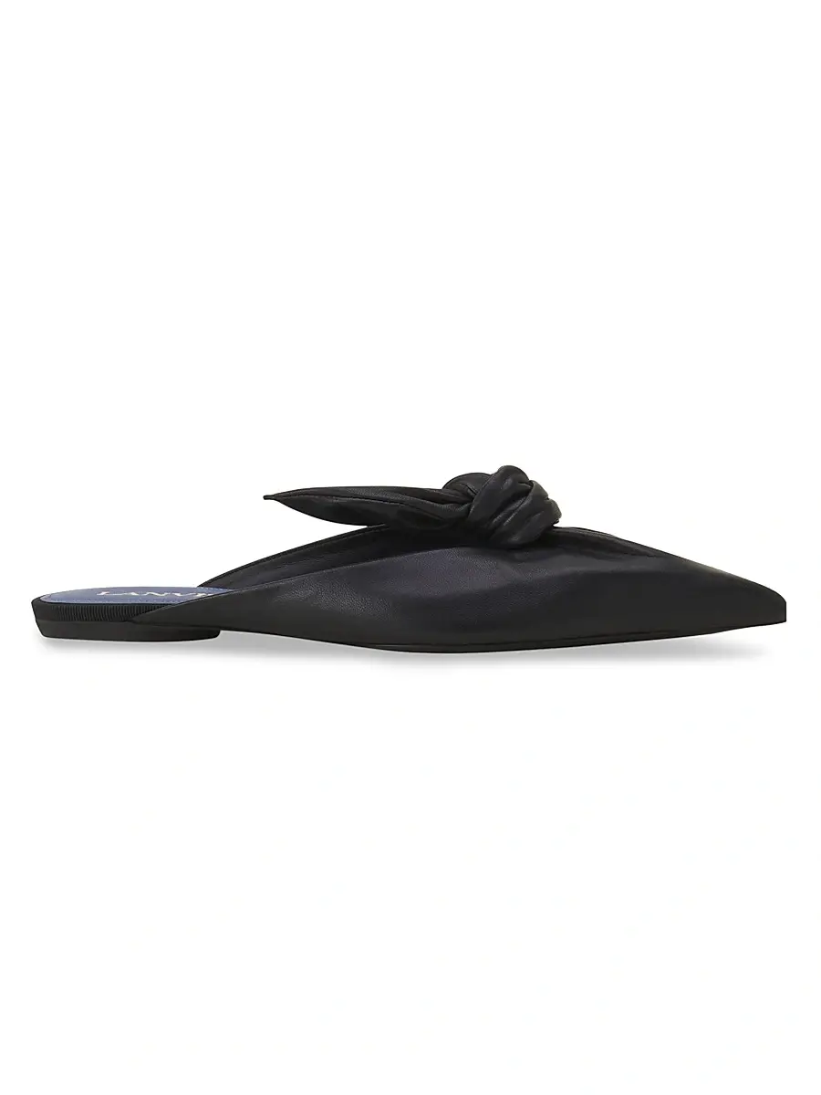 Women's Midnight Step Leather Bow Flat Mules - Black Women's Midnight Step Leather Bow Flat Mules - Black