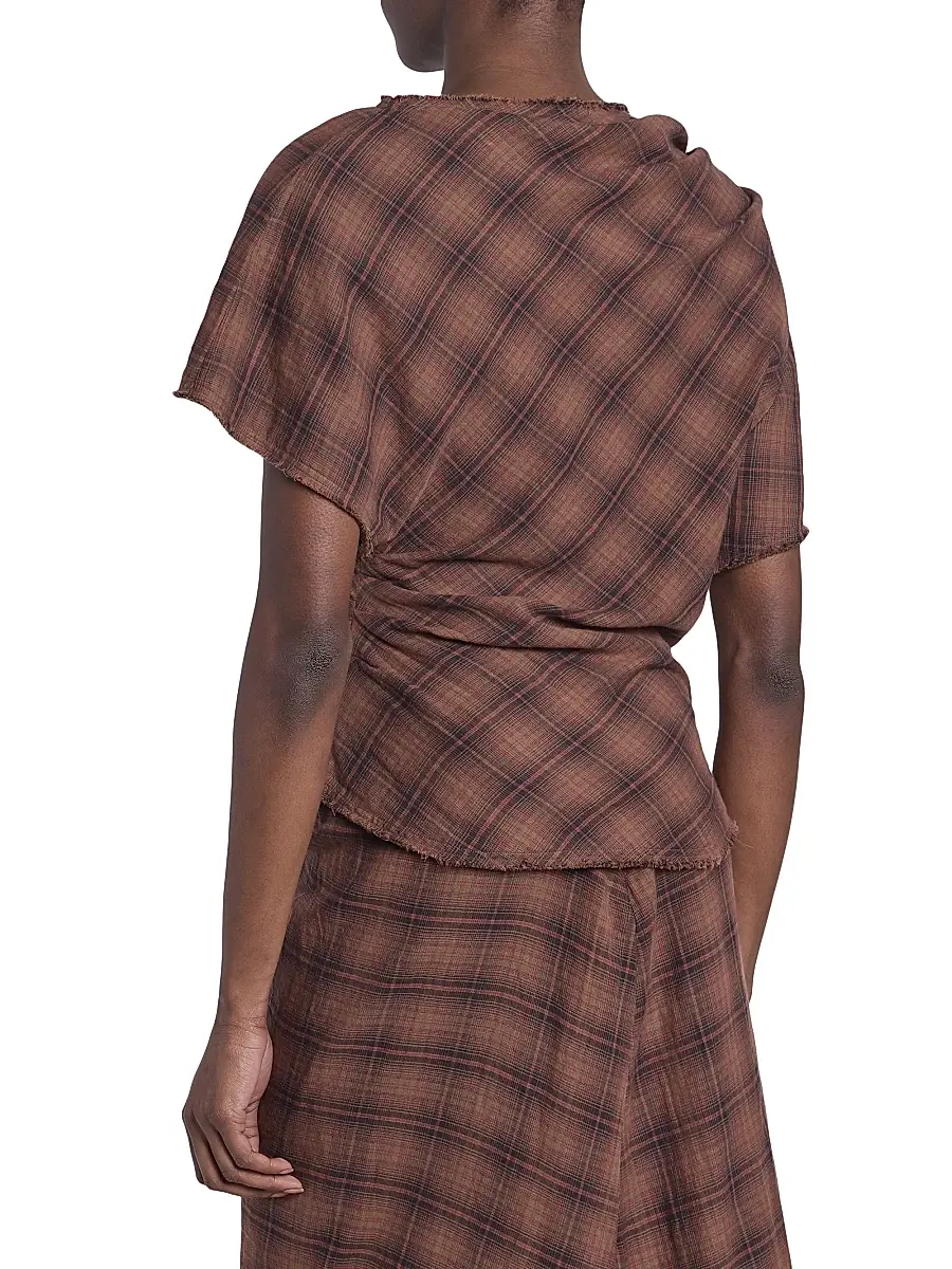 Isabel Marant Étoile Women's Neyela Checked Cotton Top - Dark Bronze | Thumbnail 5 Isabel Marant Étoile Women's Neyela Checked Cotton Top - Dark Bronze | Thumbnail 5
