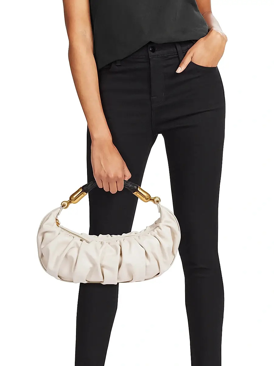 Balmain Women's Ebene Leather Top Handle Bag - Creme | Thumbnail 2