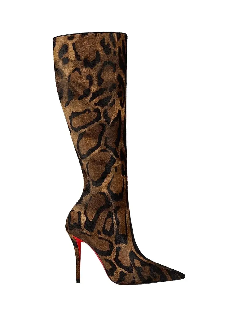 Christian Louboutin Women's Miss Z Botta 100MM Leather Knee High Boots - Brown | Image 1 Christian Louboutin Women's Miss Z Botta 100MM Leather Knee High Boots - Brown | Image 1