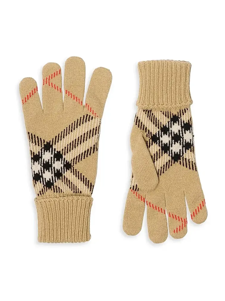 Men's Check Cashmere-Blend Gloves Men's Check Cashmere-Blend Gloves