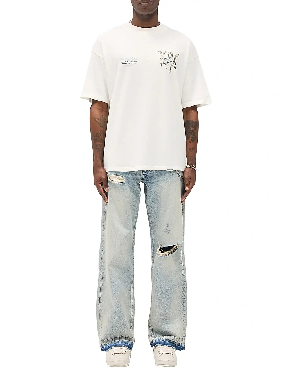 Represent Men's Legacy Cherubs Graphic Oversized T-Shirt - Flat White | Image 1 Represent Men's Legacy Cherubs Graphic Oversized T-Shirt - Flat White | Image 1