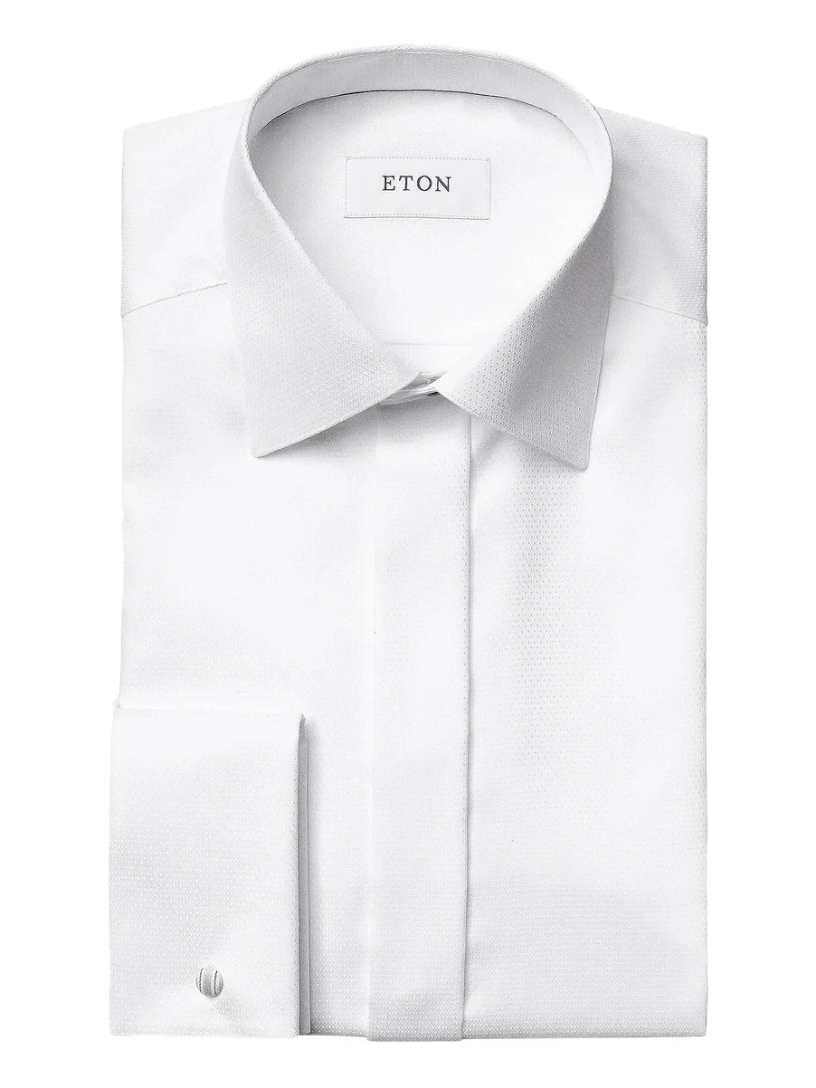 Men's Contemporary-Fit Diamond-Weave Formal Shirt