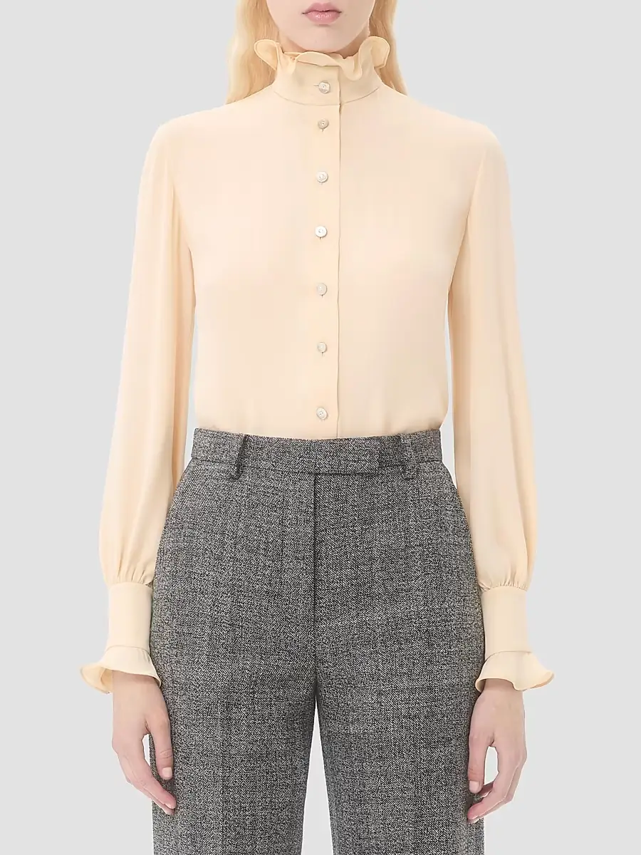 Valentino Garavani Women's Georgette Blouse - Birch | Thumbnail 2 Valentino Garavani Women's Georgette Blouse - Birch | Thumbnail 2