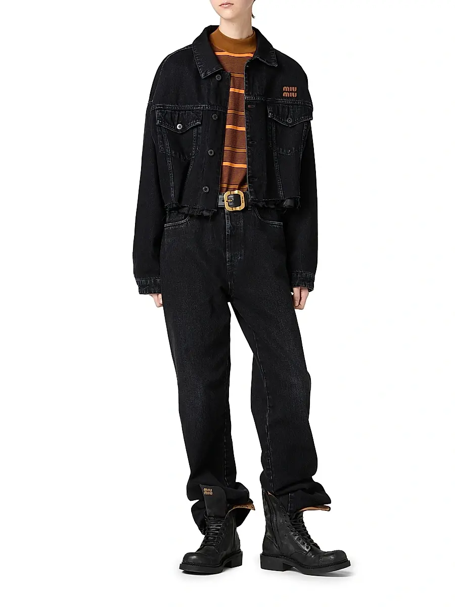 Miu Miu Women's Denim Jacket - Black | Thumbnail 2