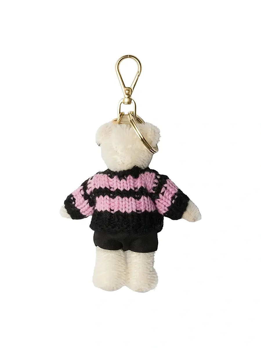 Prada Teddy Bear Bag Charm with Metal Ring - Pink | Thumbnail 2