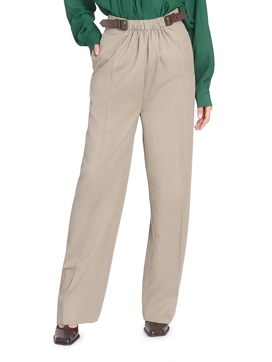 LOEWE Women's Belted Trousers - Beige Melange | Thumbnail 3 LOEWE Women's Belted Trousers - Beige Melange | Thumbnail 3