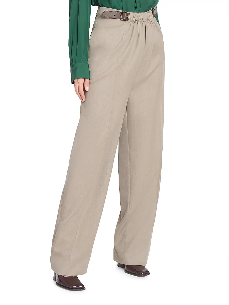 LOEWE Women's Belted Trousers - Beige Melange | Thumbnail 4 LOEWE Women's Belted Trousers - Beige Melange | Thumbnail 4
