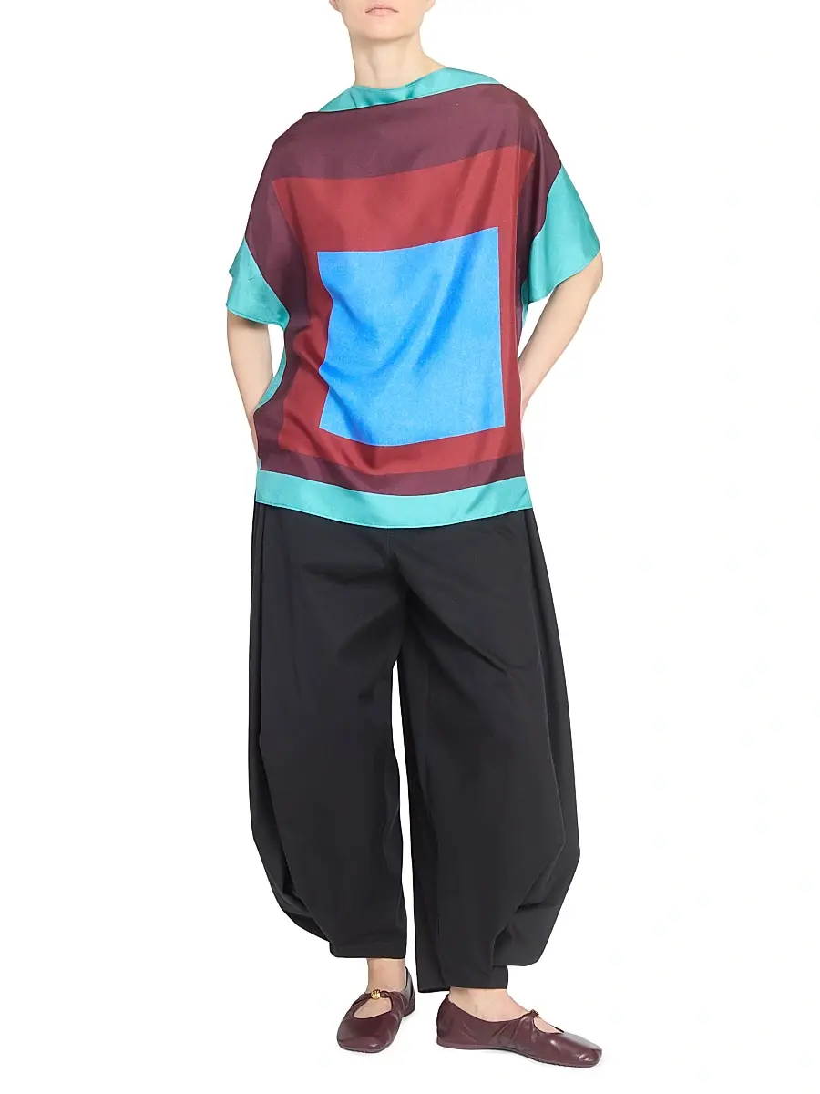 LOEWE Women's Scarf Silk-Blend Top - Green Red Multicolor | Thumbnail 2 LOEWE Women's Scarf Silk-Blend Top - Green Red Multicolor | Thumbnail 2