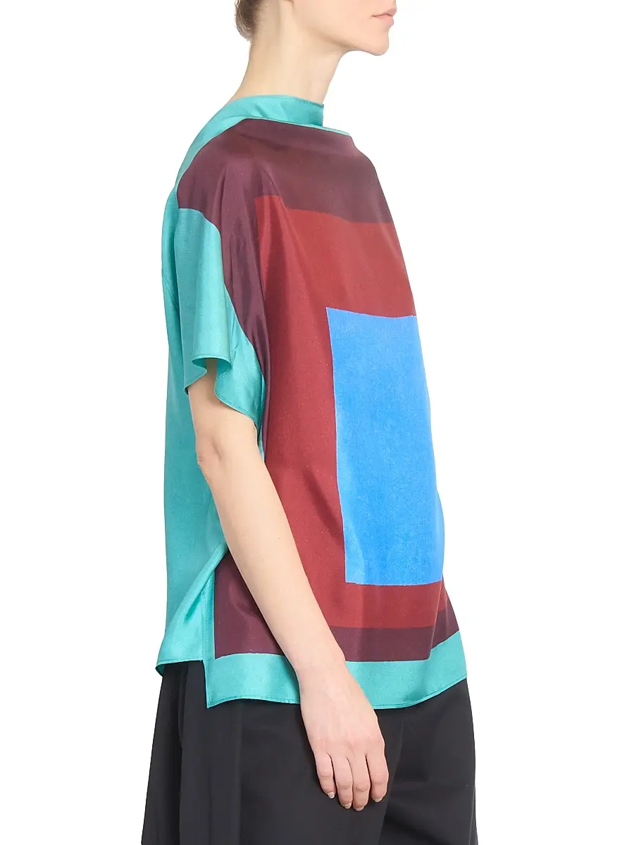 LOEWE Women's Scarf Silk-Blend Top - Green Red Multicolor | Thumbnail 4 LOEWE Women's Scarf Silk-Blend Top - Green Red Multicolor | Thumbnail 4