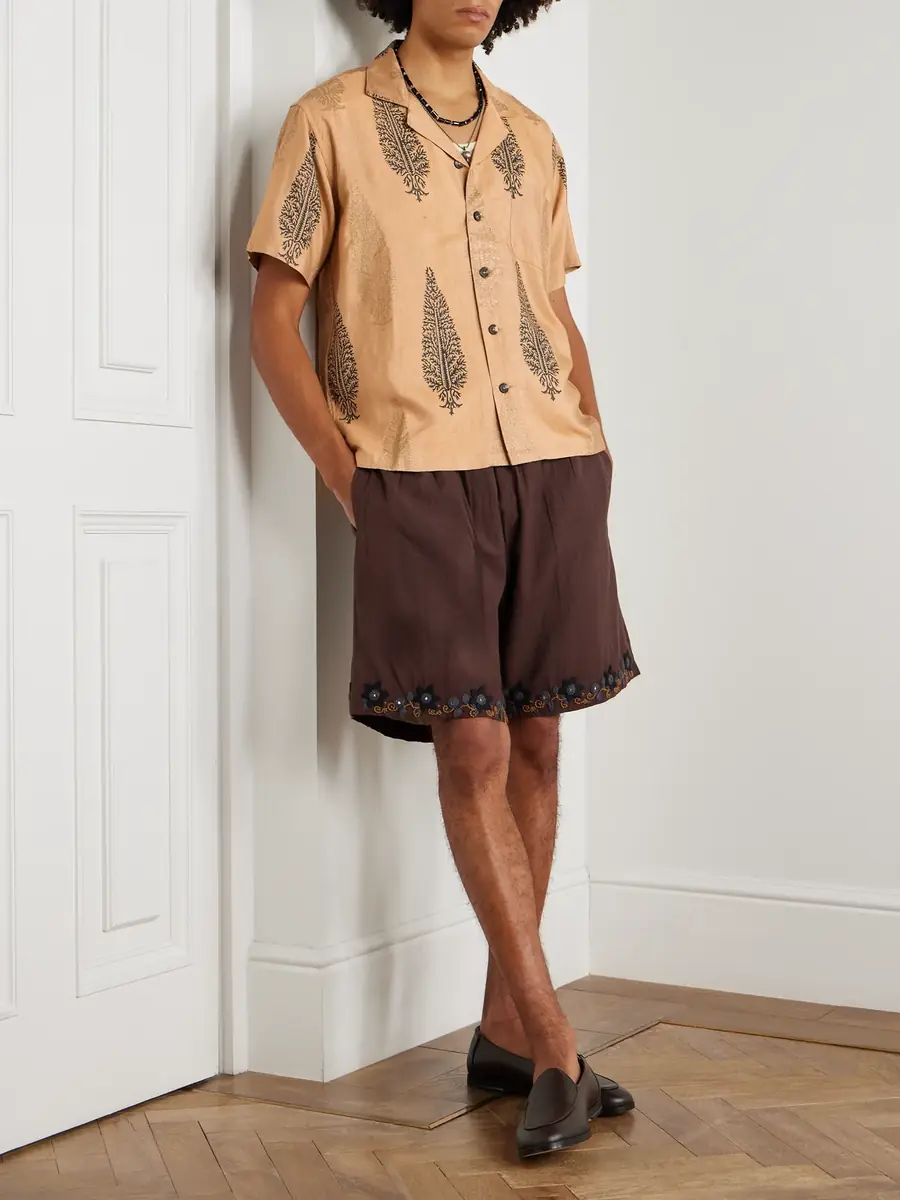 Kartik Research Camp-Collar Printed Silk Shirt - Men | Thumbnail 2