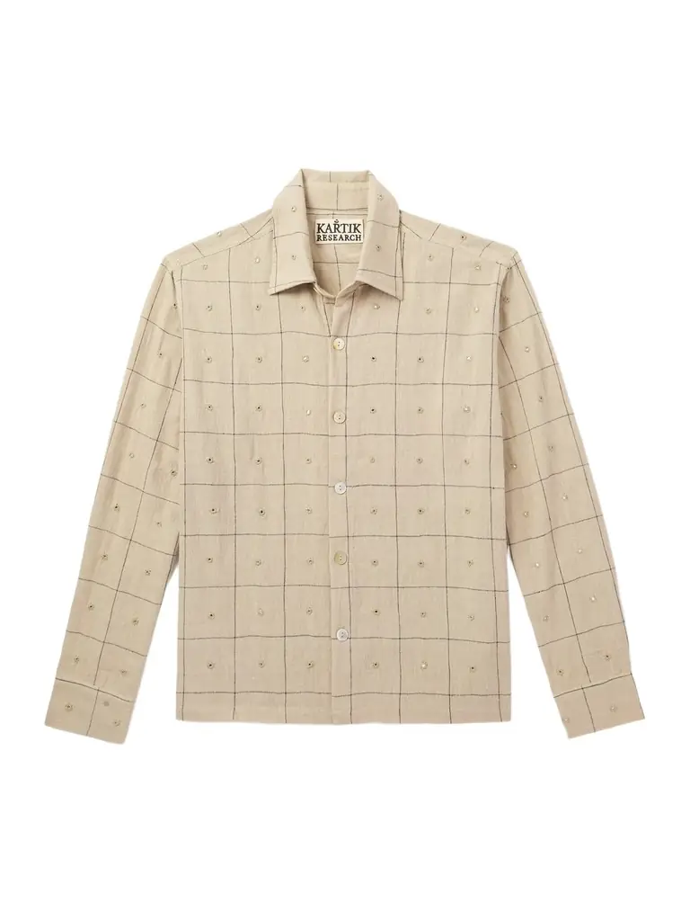 Box Checked Cotton Shirt - Men Box Checked Cotton Shirt - Men