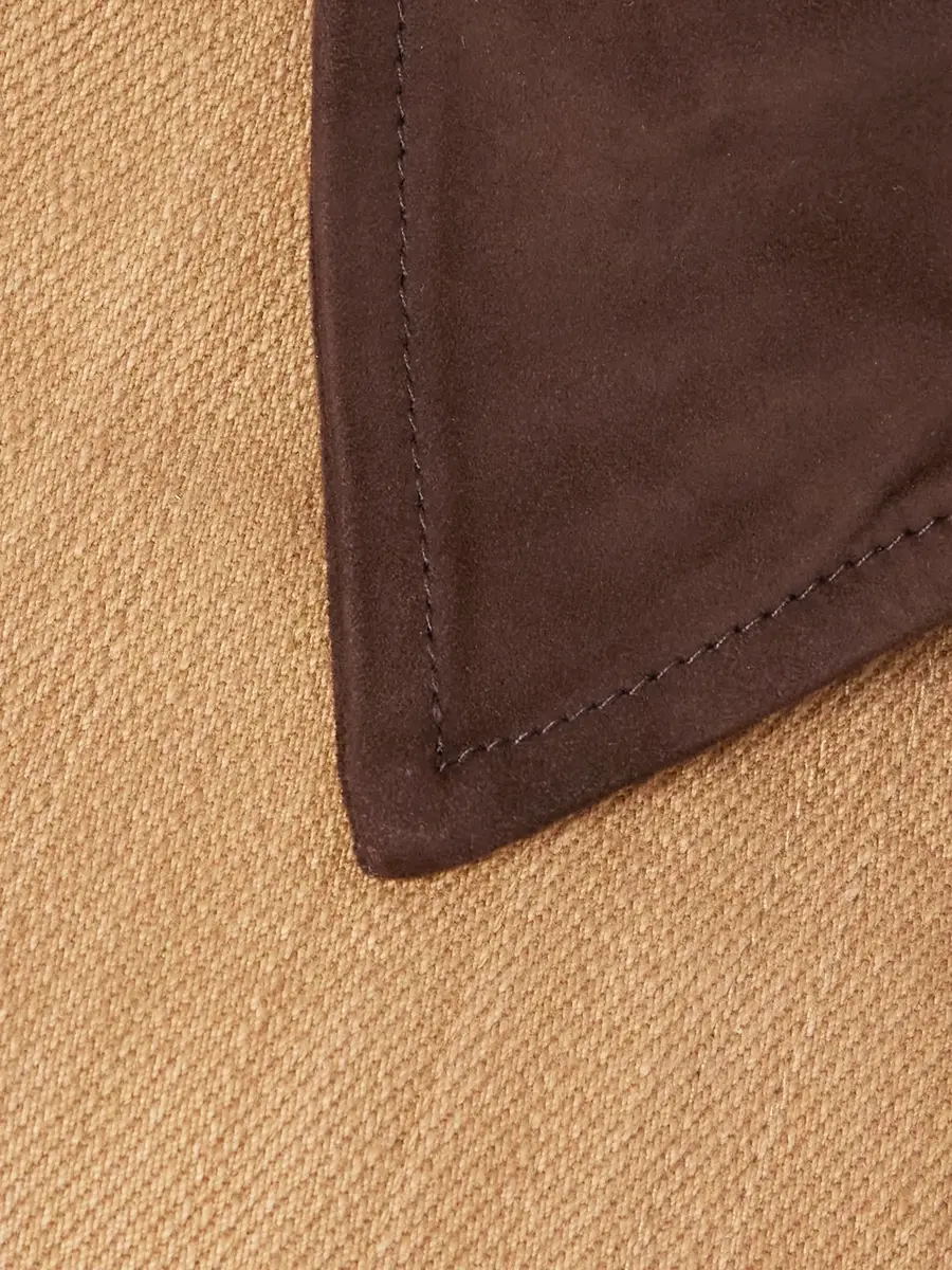 Kartik Research Jodhpur Suede-Trimmed Embroidered Herringbone Cotton Jacket - Men | Thumbnail 4 Kartik Research Jodhpur Suede-Trimmed Embroidered Herringbone Cotton Jacket - Men | Thumbnail 4