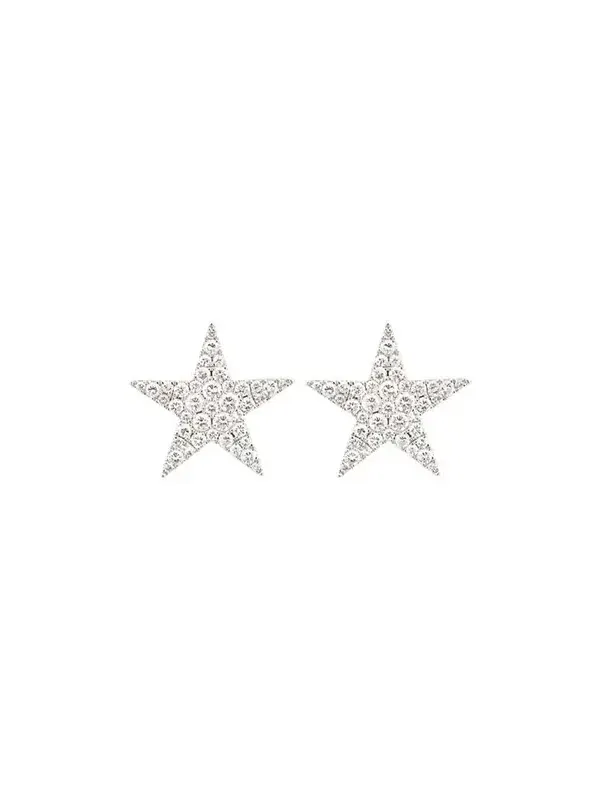 0.76ct Diamond 14K Gold Pave Star Earrings
