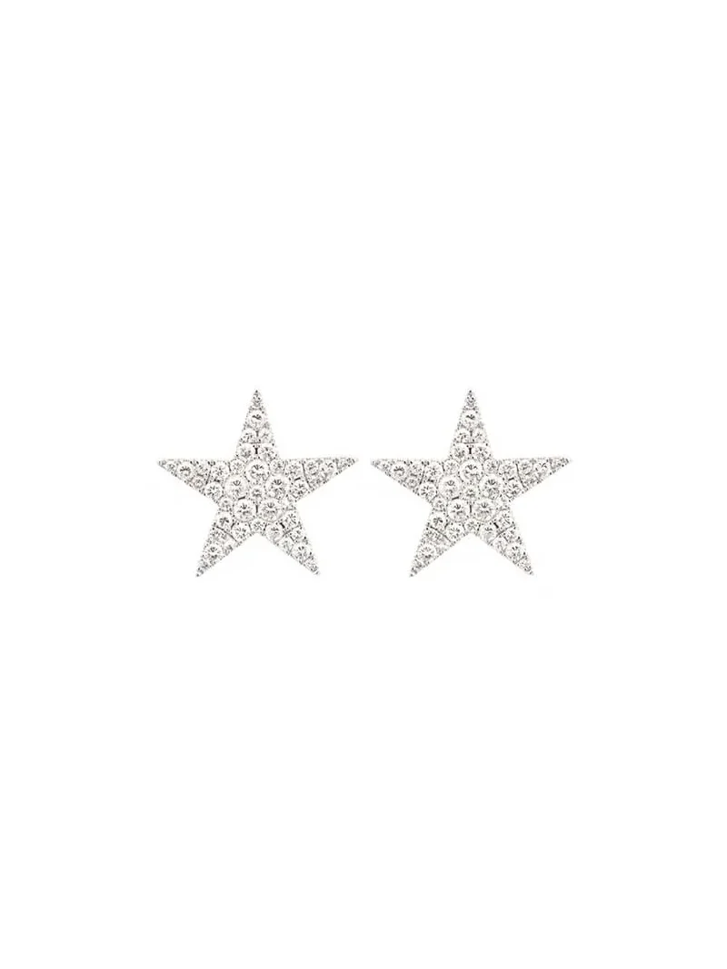 0.76ct Diamond 14K Gold Pave Star Earrings