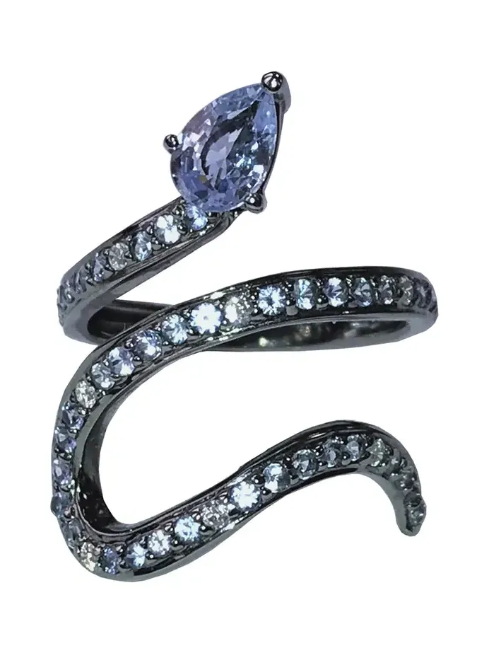White Diamond Blue Sapphire Snake Ring White Diamond Blue Sapphire Snake Ring