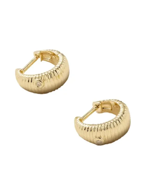 9-karat Gold Diamond Hoop Earrings