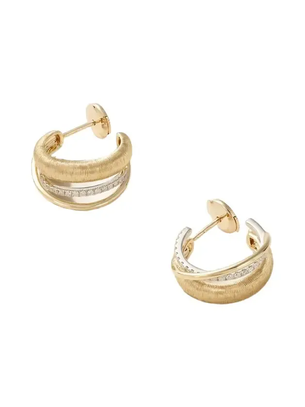 9-karat Yellow And White Gold Diamond Hoop Earrings