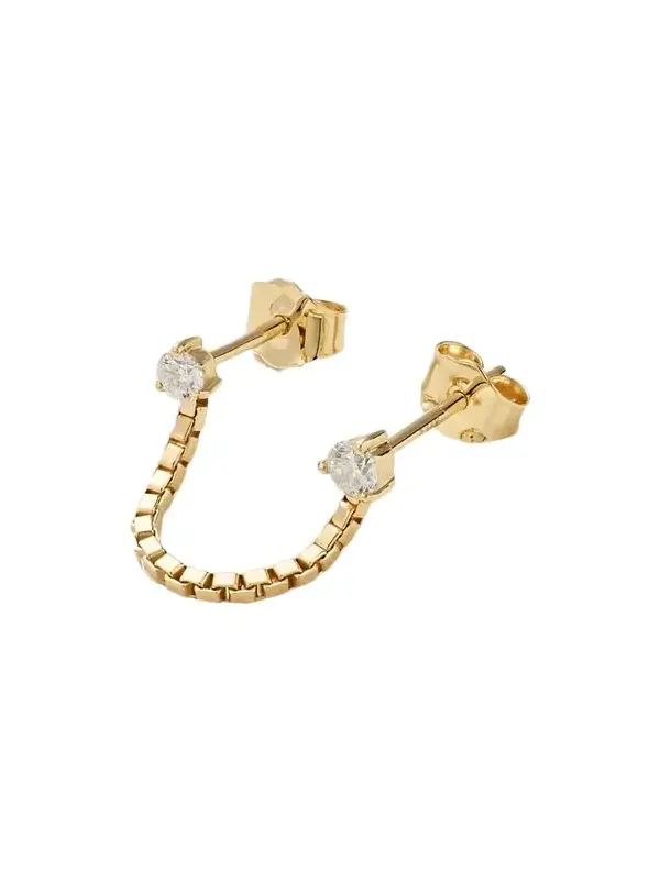 Block Chain 14-karat Gold Diamond Single Earring