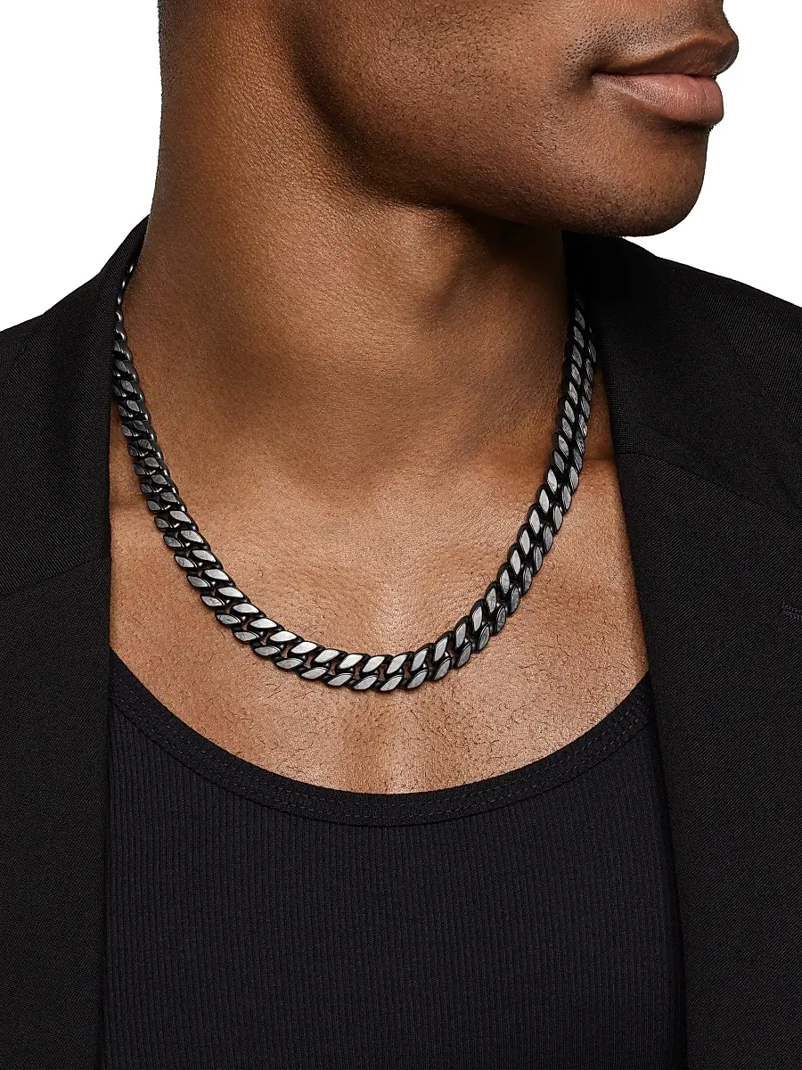 David Yurman Men's Curb Chain Necklace in Black Titanium - Meteorite | Thumbnail 2 David Yurman Men's Curb Chain Necklace in Black Titanium - Meteorite | Thumbnail 2