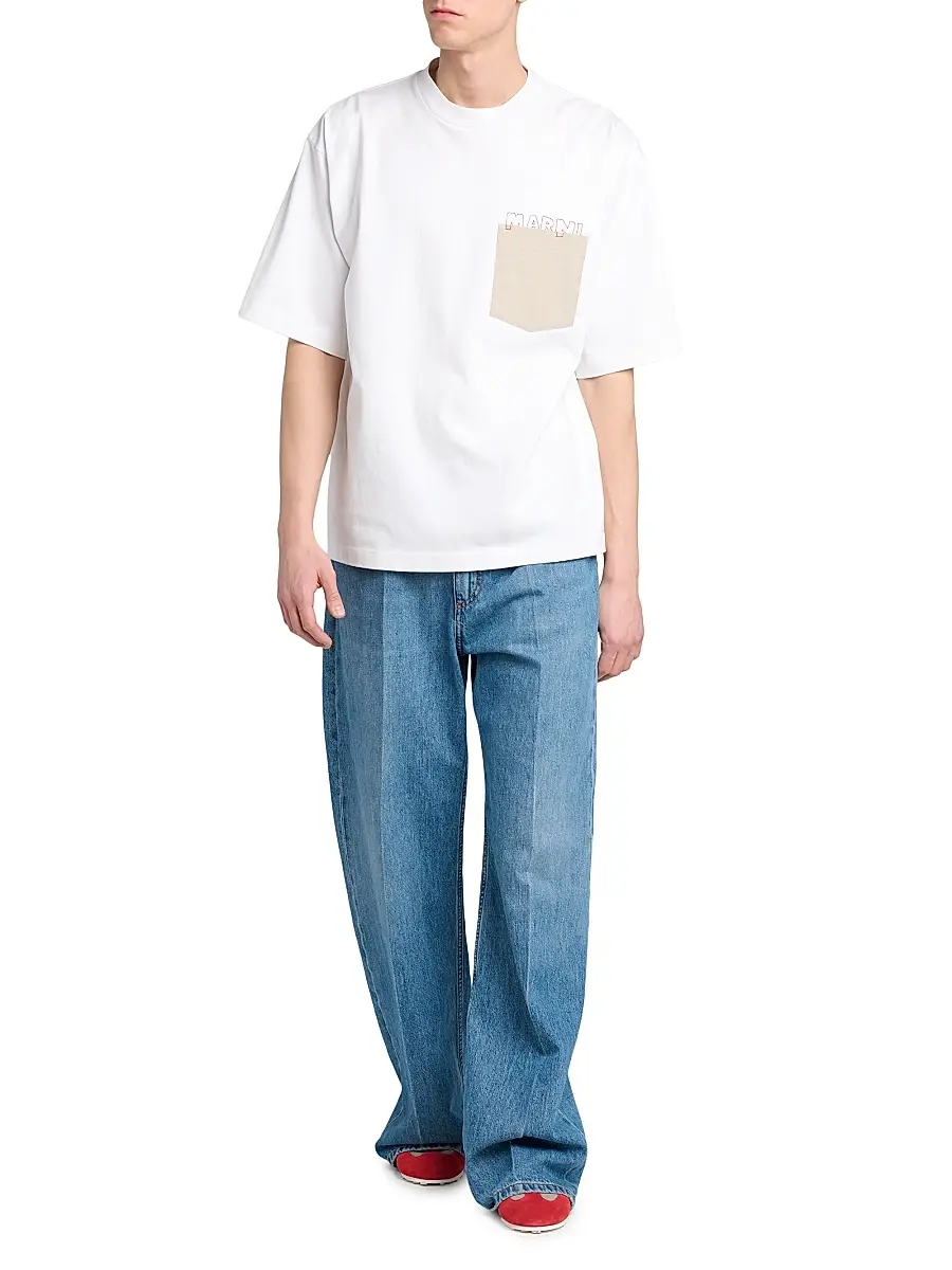 Marni Men's Logo Pocket Cotton T-Shirt | Thumbnail 2 Marni Men's Logo Pocket Cotton T-Shirt | Thumbnail 2
