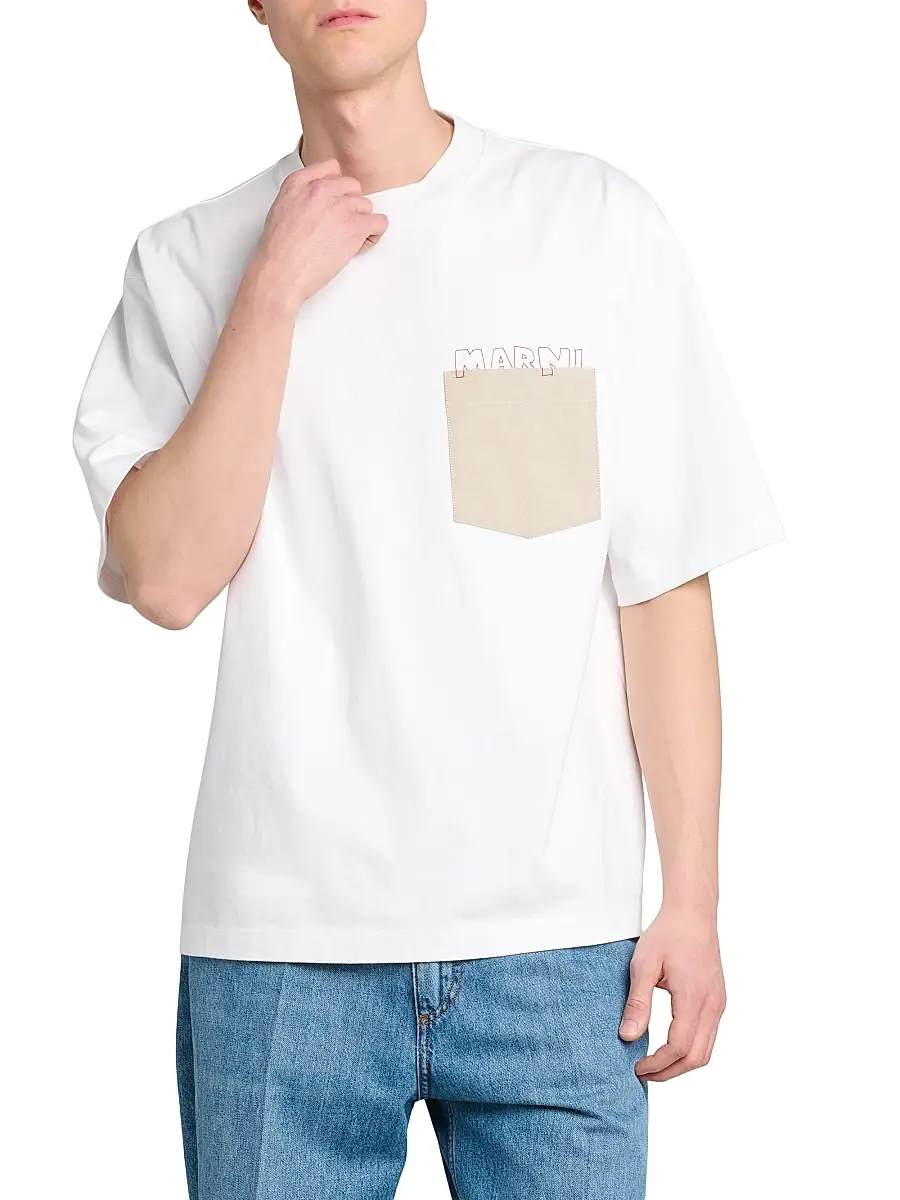Marni Men's Logo Pocket Cotton T-Shirt | Thumbnail 3 Marni Men's Logo Pocket Cotton T-Shirt | Thumbnail 3