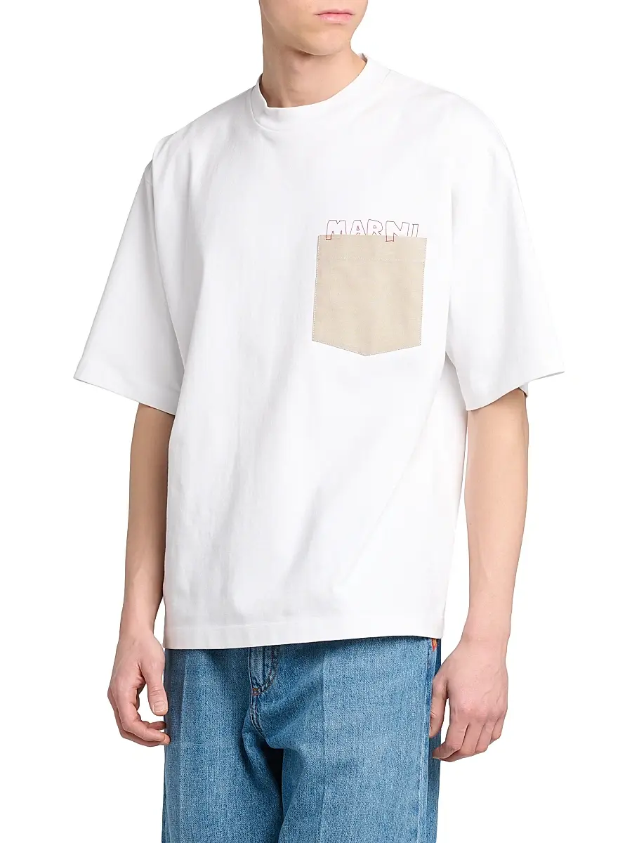 Marni Men's Logo Pocket Cotton T-Shirt | Thumbnail 4 Marni Men's Logo Pocket Cotton T-Shirt | Thumbnail 4