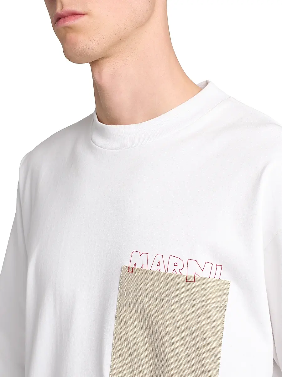 Marni Men's Logo Pocket Cotton T-Shirt | Thumbnail 6 Marni Men's Logo Pocket Cotton T-Shirt | Thumbnail 6