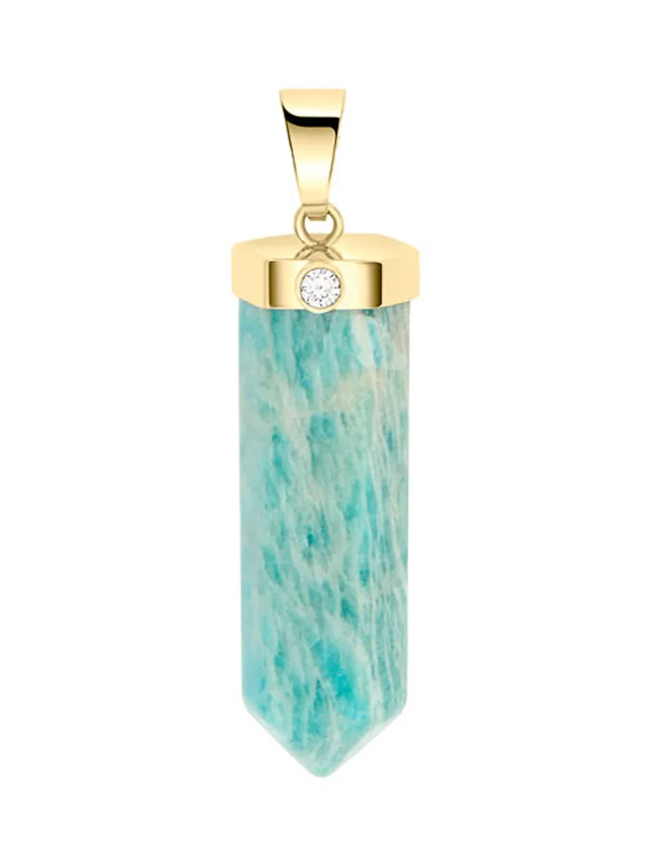 Amazonite and Diamond Natural Stone Charm Amazonite and Diamond Natural Stone Charm
