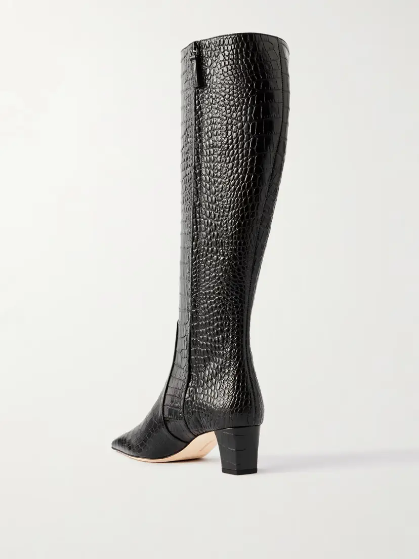 Manolo Blahnik Penelope 50 Croc-effect Leather Knee Boots | Thumbnail 3