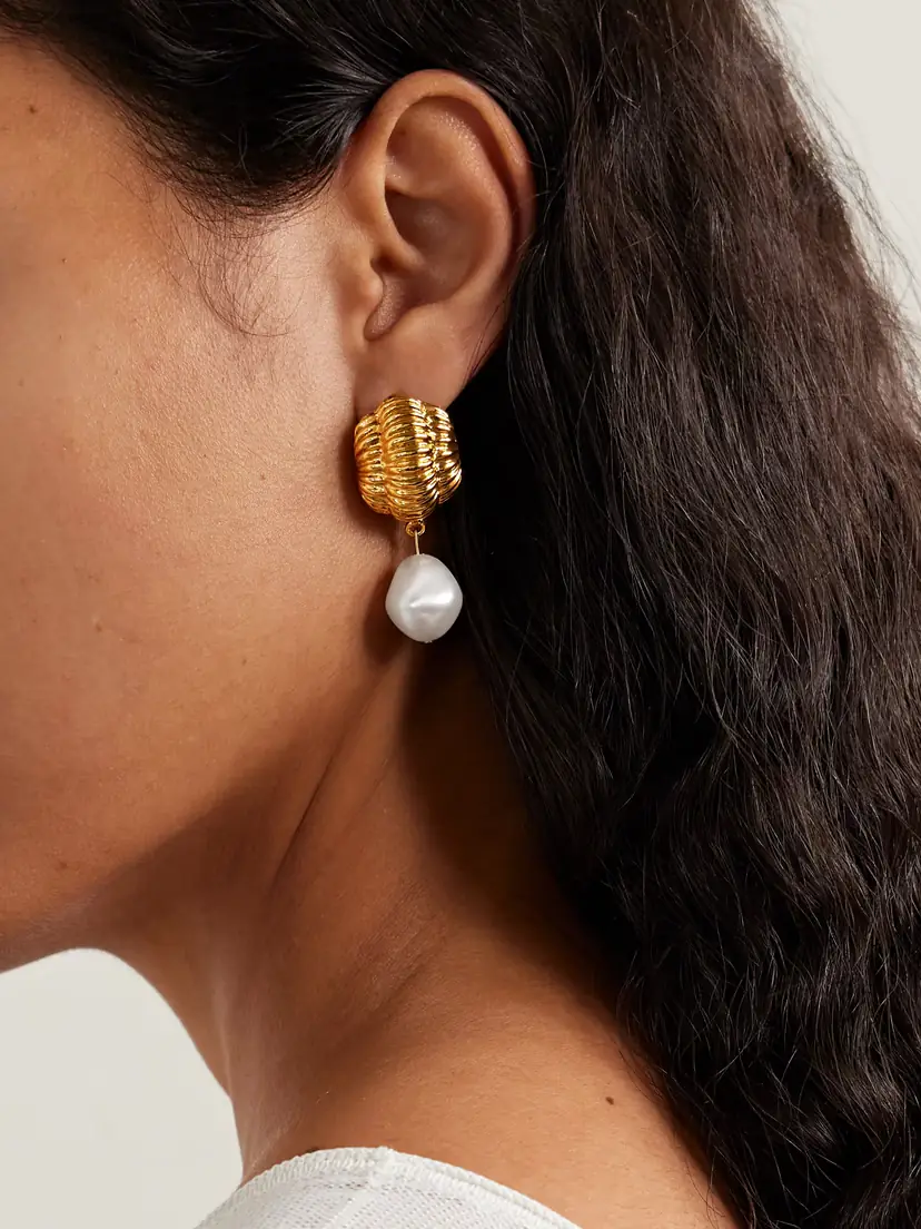 Jennifer Behr Asha Gold-plated Pearl-like Earrings | Thumbnail 2 Jennifer Behr Asha Gold-plated Pearl-like Earrings | Thumbnail 2