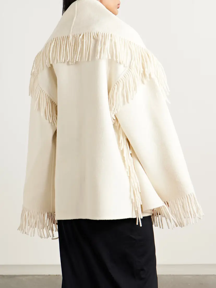 TOTEME Draped Fringed Wool-blend Jacket | Thumbnail 3