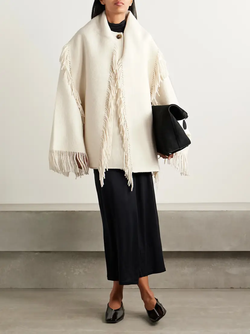 TOTEME Draped Fringed Wool-blend Jacket | Thumbnail 5