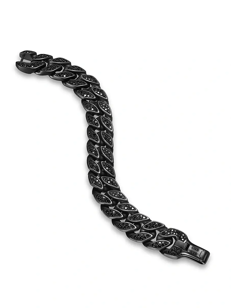 David Yurman Men's Curb Chain Bracelet in Black Titanium - Black Diamond | Thumbnail 3