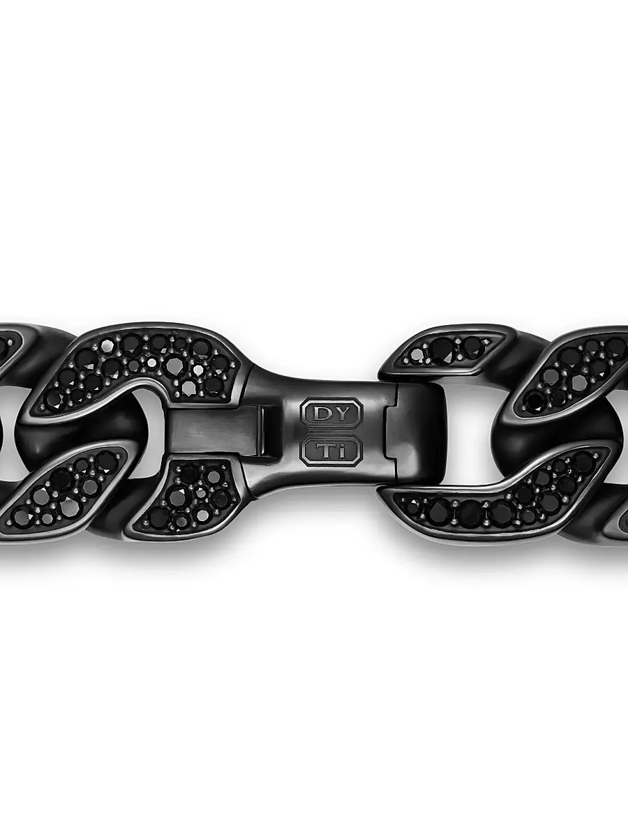 David Yurman Men's Curb Chain Bracelet in Black Titanium - Black Diamond | Thumbnail 4