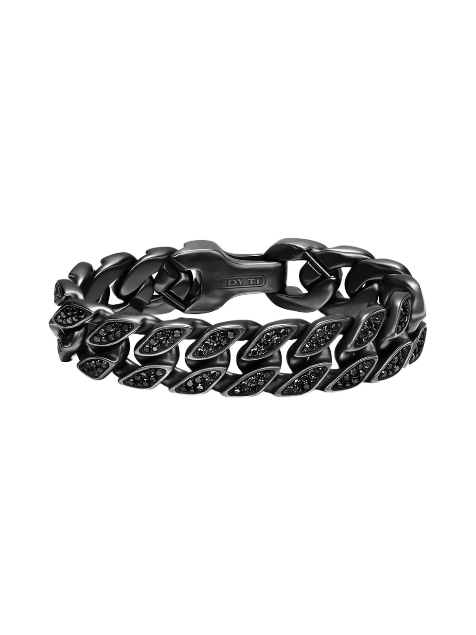 David Yurman Men's Curb Chain Bracelet in Black Titanium - Black Diamond