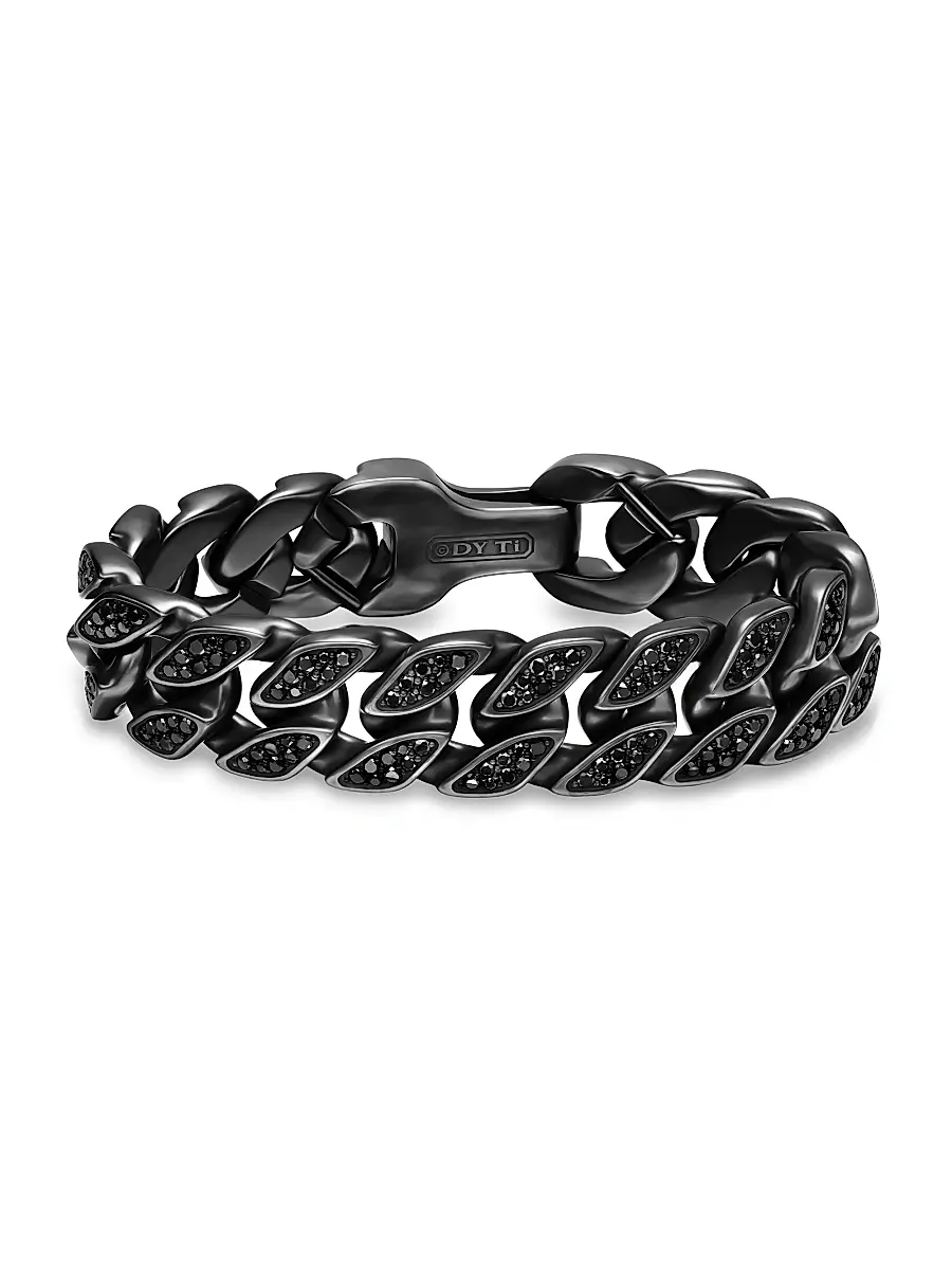 David Yurman Men's Curb Chain Bracelet in Black Titanium - Black Diamond