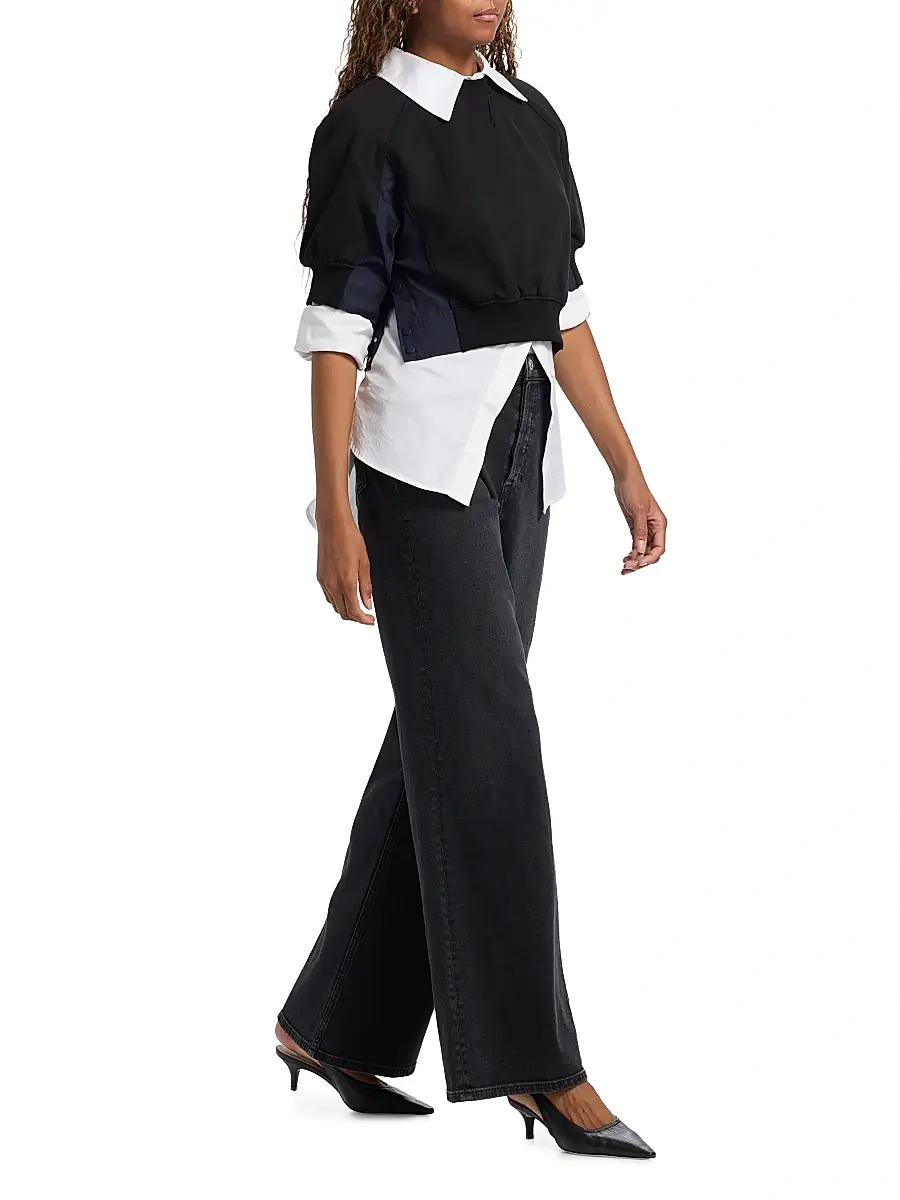 Re/done Women's High-Rise Wide-Leg Jeans - Washed Noir | Thumbnail 2