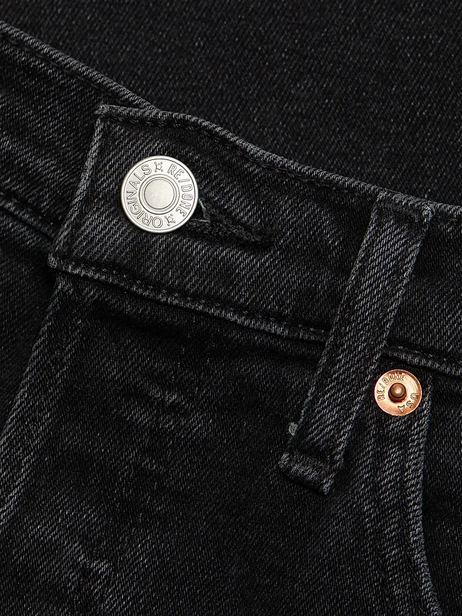 Re/done Women's High-Rise Wide-Leg Jeans - Washed Noir | Thumbnail 7