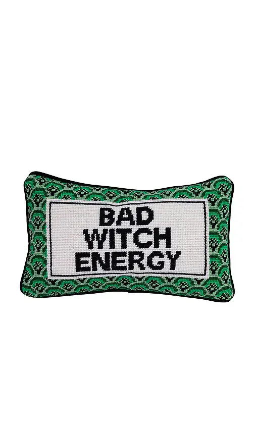 Furbish Studio Bad Witch Energy Needlepoint Pillow | Image 1 Furbish Studio Bad Witch Energy Needlepoint Pillow | Image 1